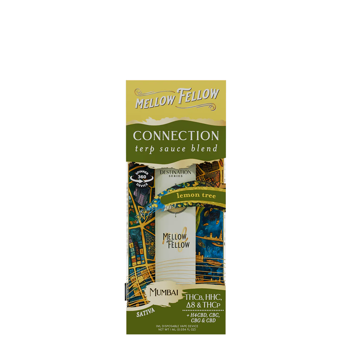 Mellow Fellow - 1ml Spinner Vape - Lemon Tree Connection Blend (Sativa)