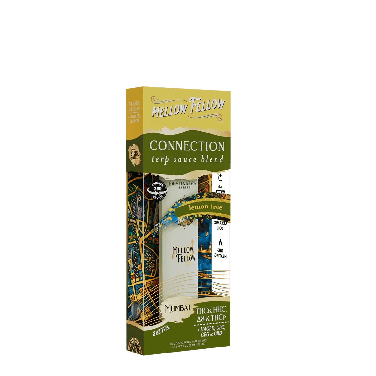 Mellow Fellow - 1ml Spinner Vape - Lemon Tree Connection Blend (Sativa)
