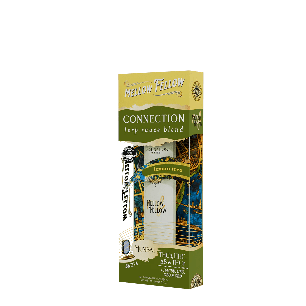 Mellow Fellow - 1ml Spinner Vape - Lemon Tree Connection Blend (Sativa)